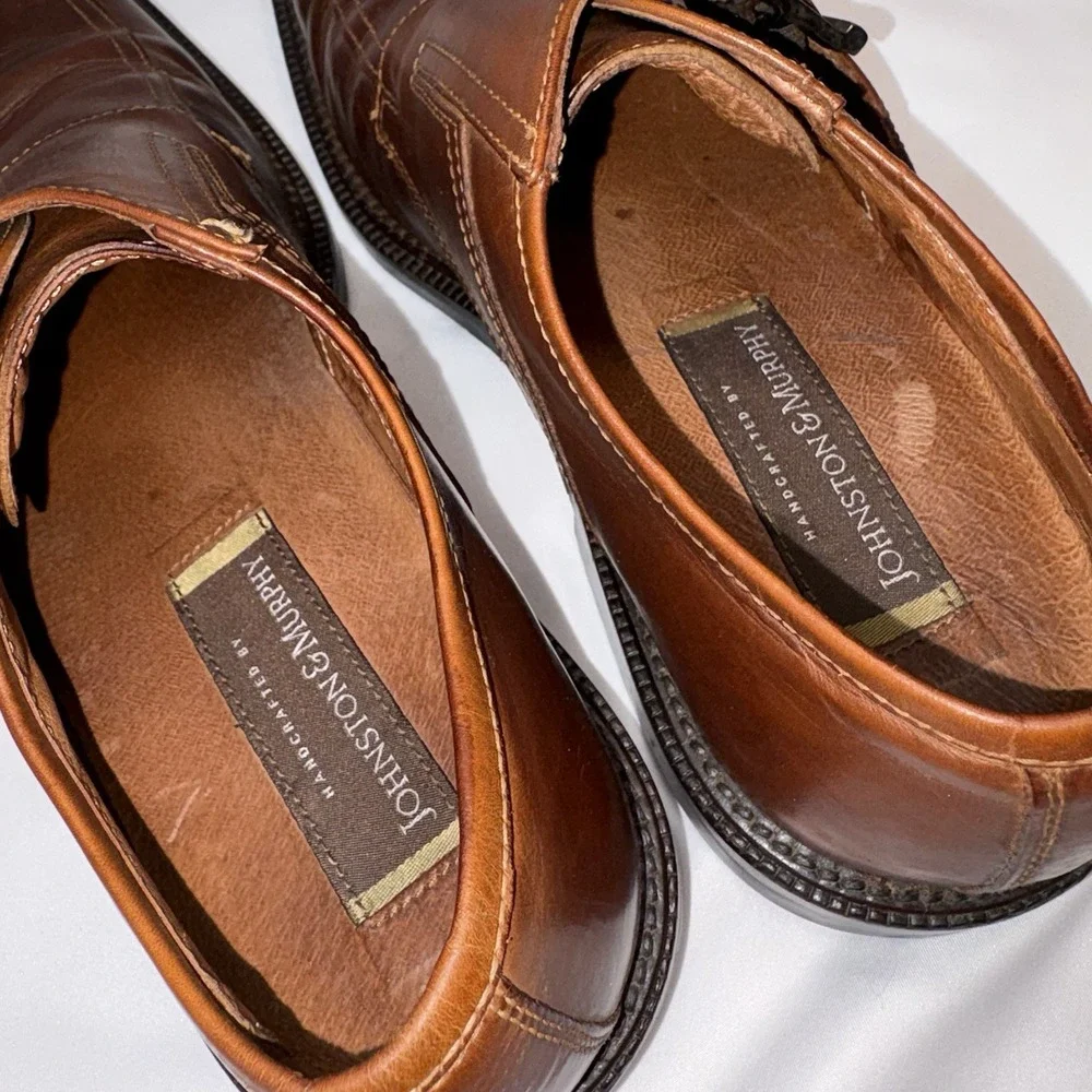Vintage Johnston & Murphy Monkstrap Dress Shoes Mens US 9 M Brown Made In‎ Italy